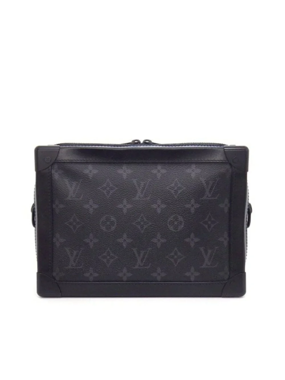 Louis Vuitton Shoulder Bag Soft Trunk Black Gray Monogram Eclipse Leather
